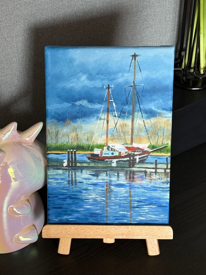 「初晴」　手描き　油絵　風景画　原画　油彩画　印象派