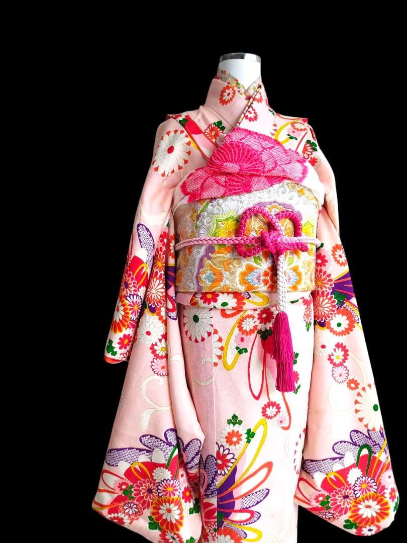 専用です☆アンティーク薄ピンクの着物と帯小物セット☆七五三　ハーフ成人式