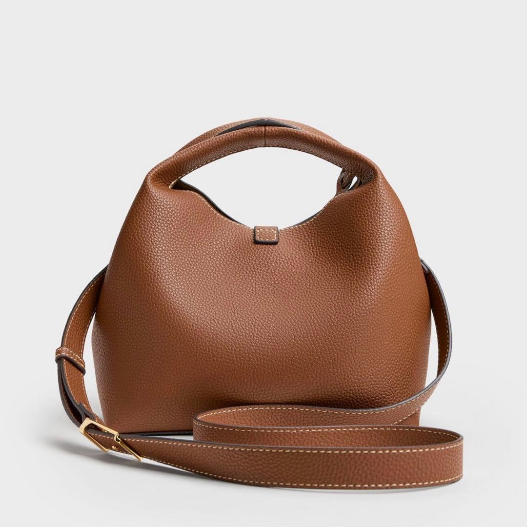 Chance チャンス メタリックアクセントバケットバッグ - チョコレート