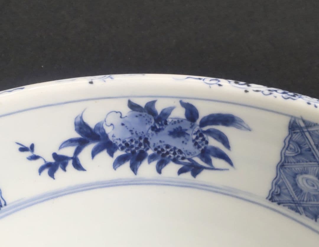 古伊万里　染付　大鉢　線描き