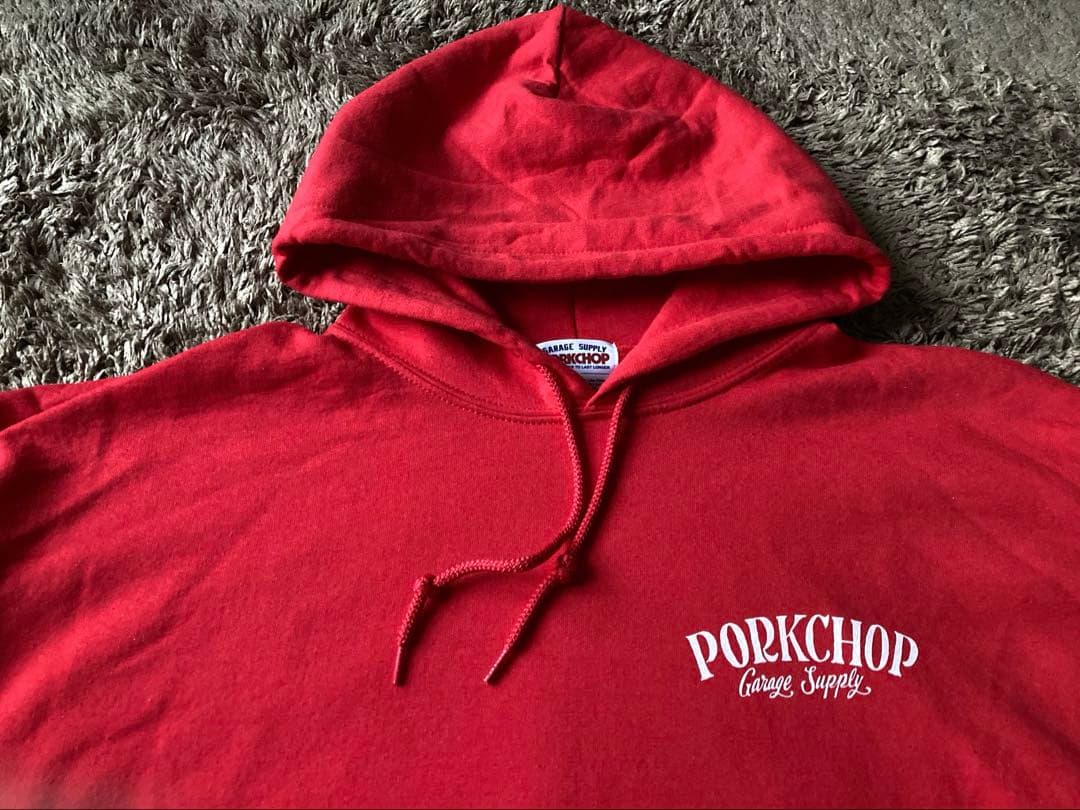美品☆ PORKCHOP ポークチョップ パーカー フーディ L 赤 キムタク