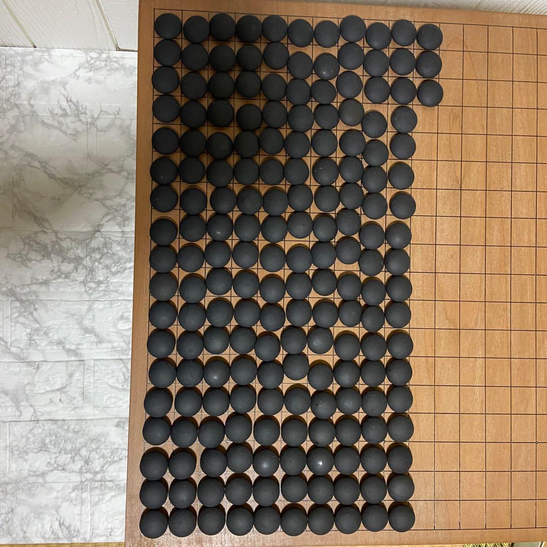 【希少美品】日向特製蛤碁石 雪印 本那智黒34号 足付碁盤 囲碁盤セット