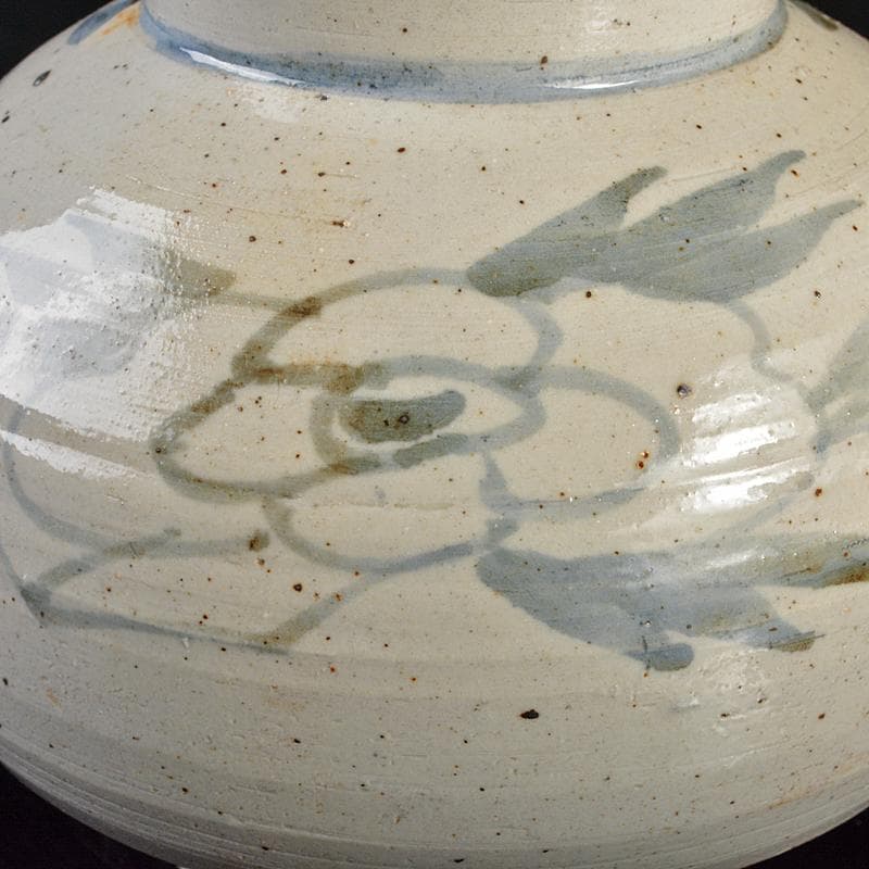 朝鮮美術李朝高麗白磁染付花文丸壷DR6758