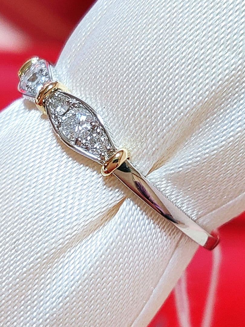 新入荷 未使用品 k18 pt950 ダイヤモンド 0.20ct リング