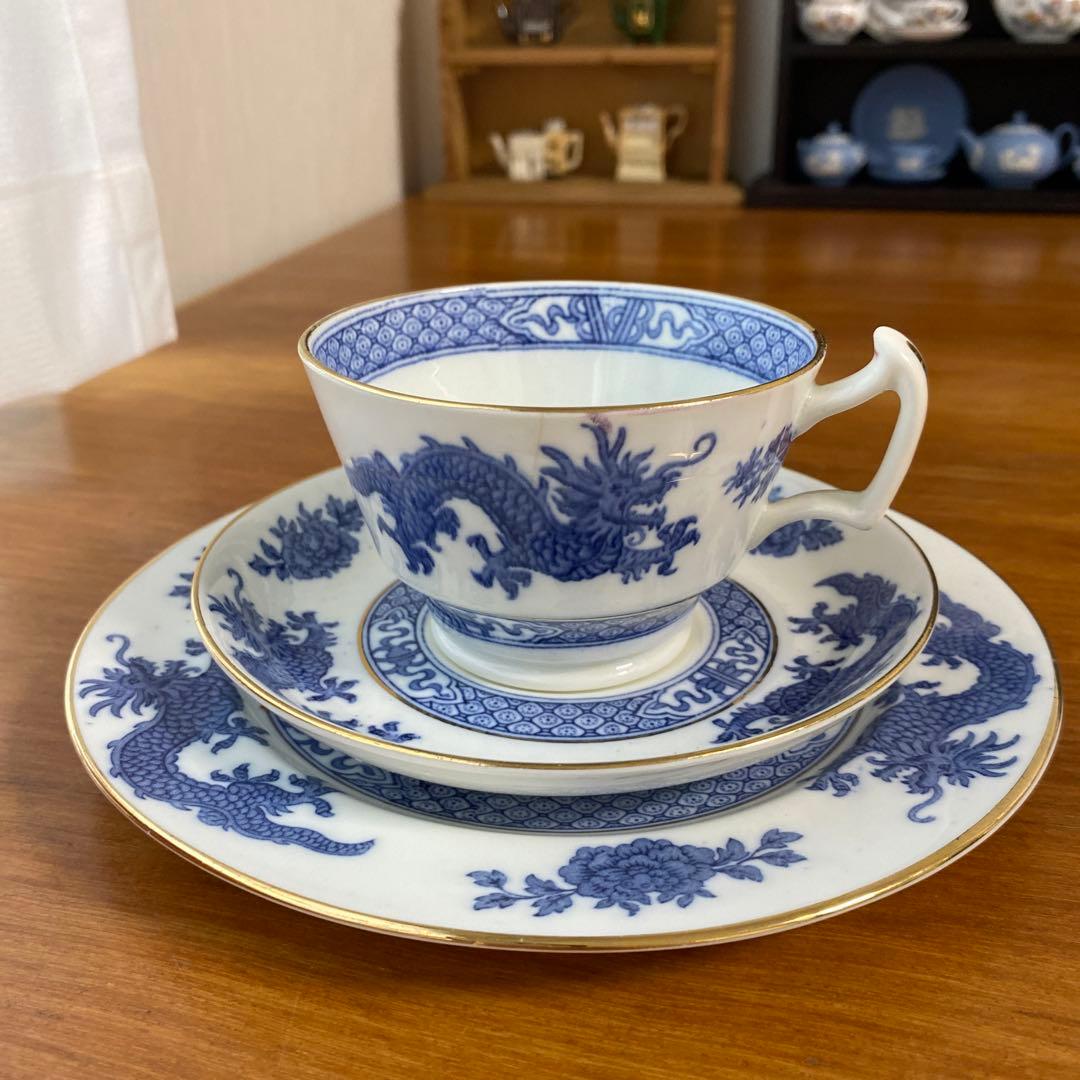 希少ハマースレイ ブルードラゴンカップ・ソーサープレートセットトリオ