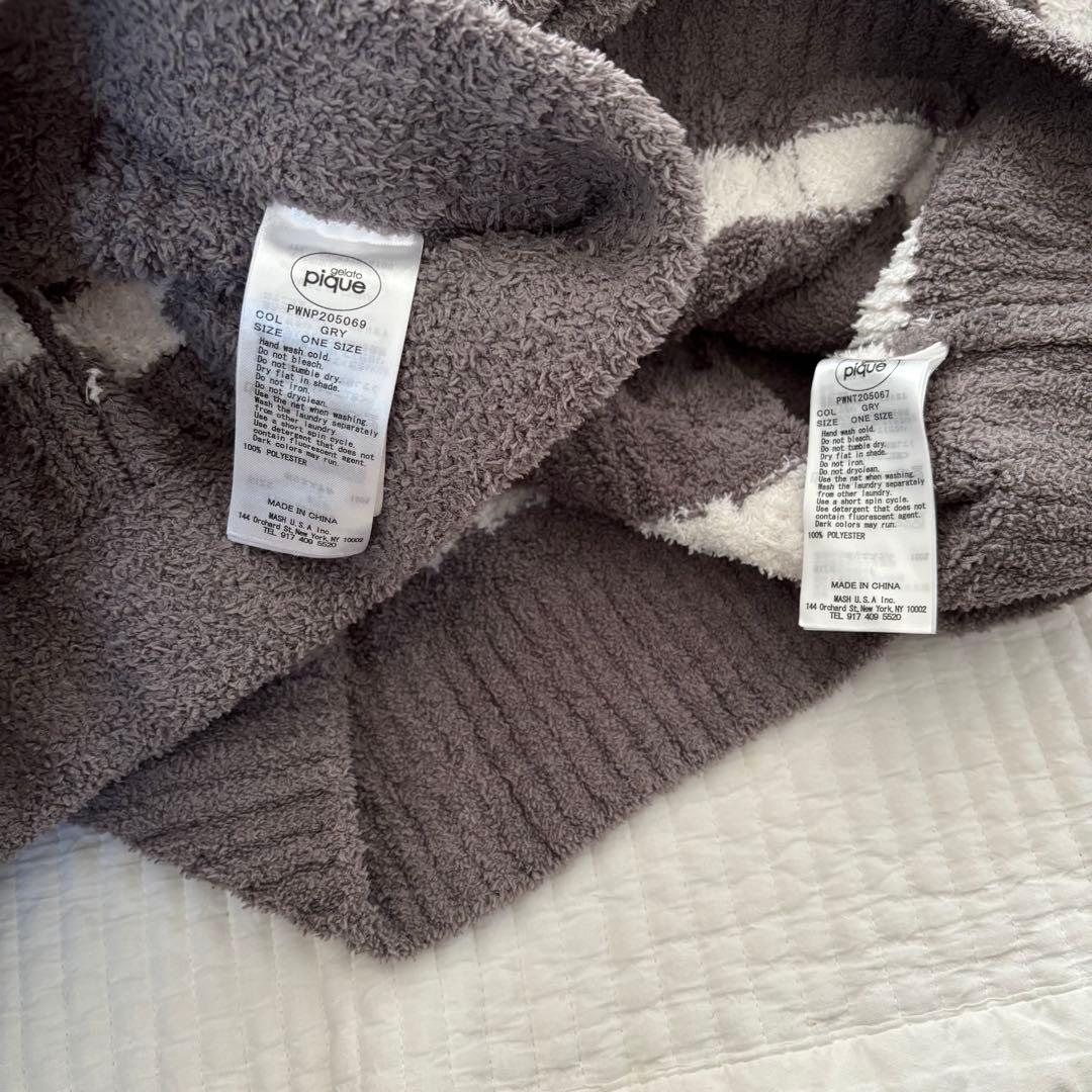 ジェラートピケ　ボーダーアラン　カーディガン　ロングパンツセット（GRY）