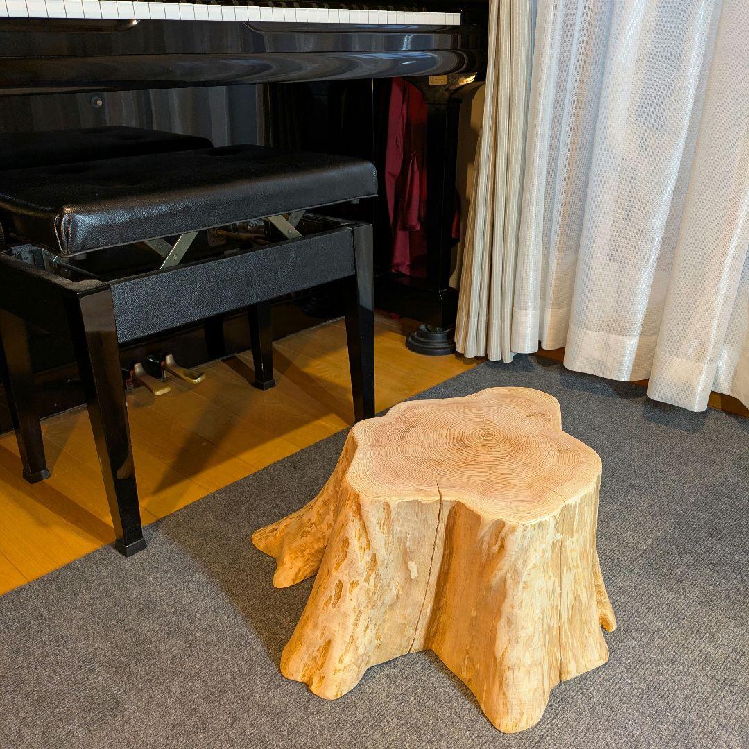天然椹サワラ切り株丸太椅子スツールテーブル高さ約23.5㎝