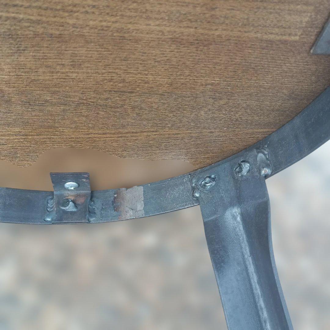 S*y様 5002)円形木製座面のアイアンスツール　ヴィンテージ　インダストリア