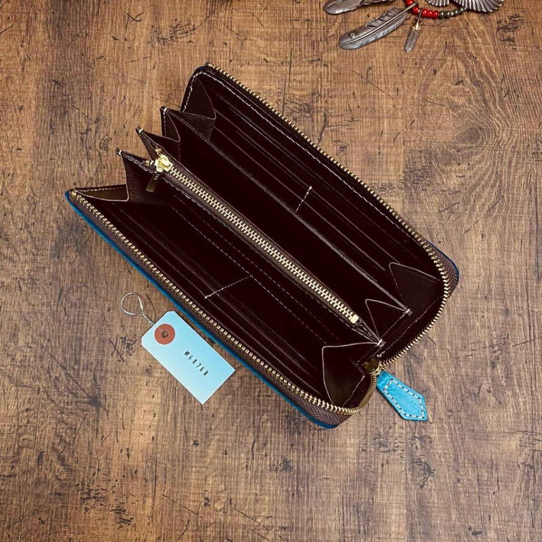 L字ラウンドジップ ブライドルレザー イントレチャート メンズ 財布 長財布