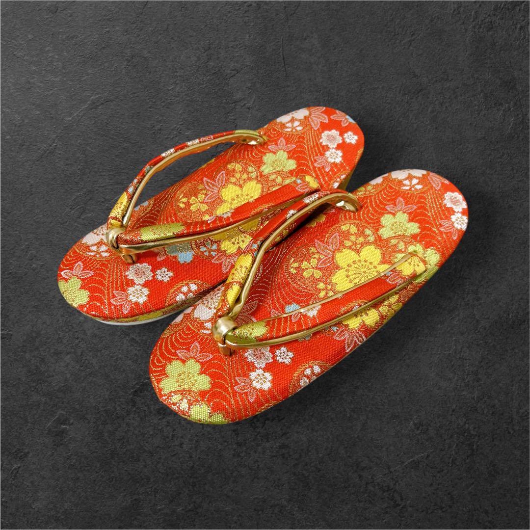 お買い得品♡七五三　7歳　女の子　フルセット　一式　鹿の子柄　朱色　オレンジ