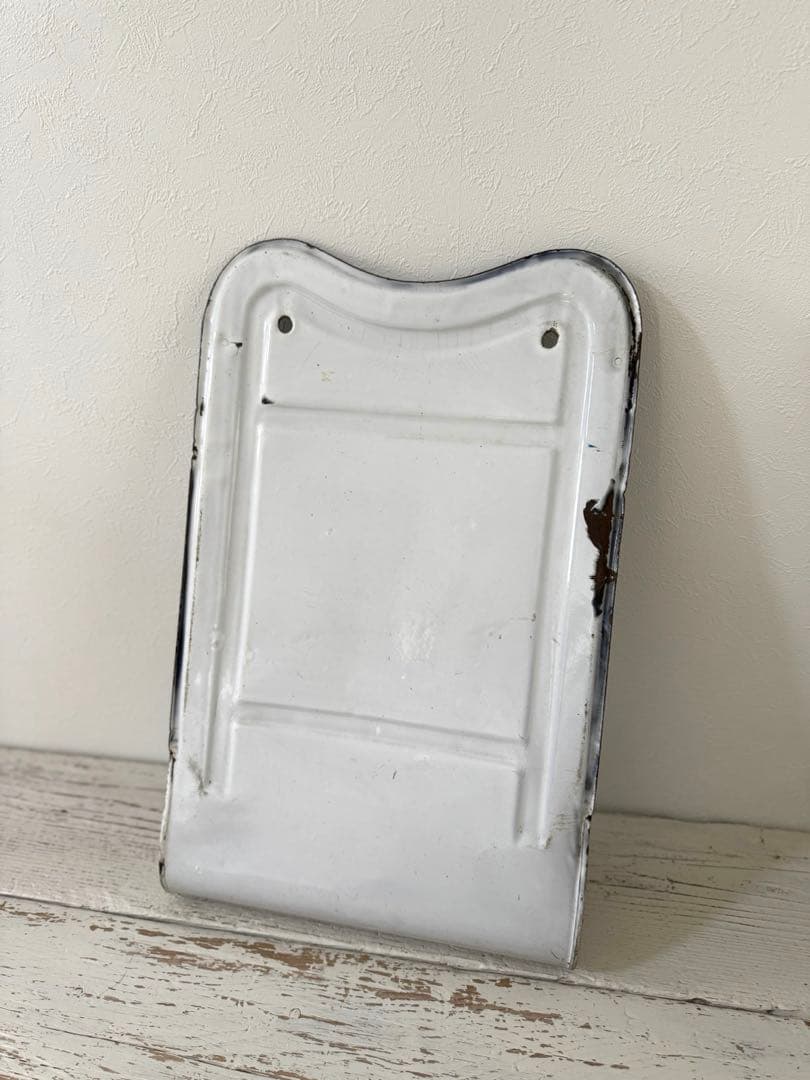 フランスアンティーク ホーローレードルラック花と風景の手描き絵