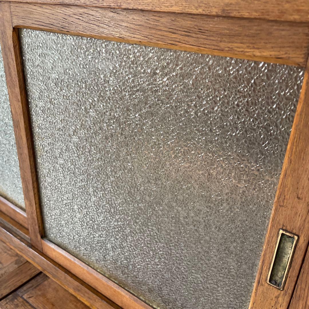 アンティーク 食器棚 置き台付き 希少な棚 ダイヤガラス 戸棚 昭和レトロ