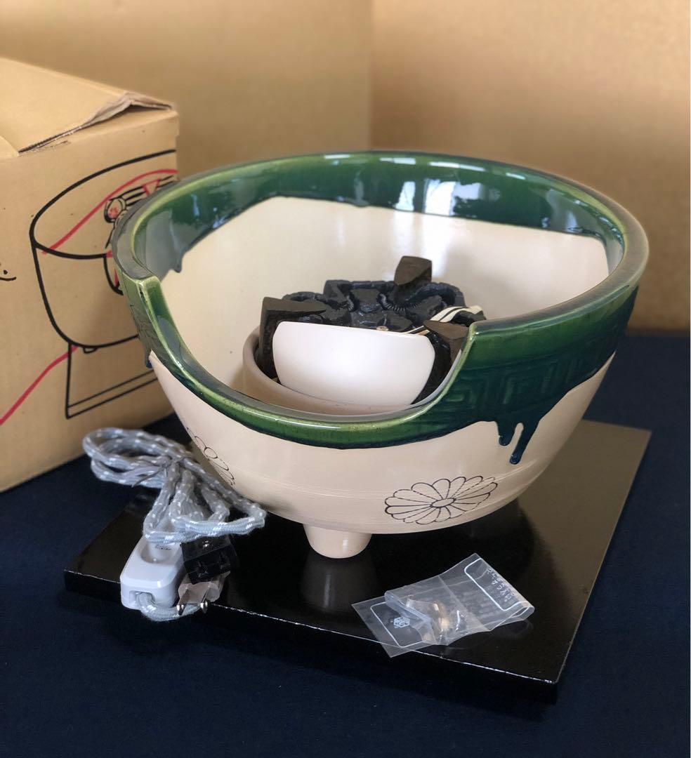 茶道具 野々田式 風炉型電熱器 織部 B 元箱付 250903H1