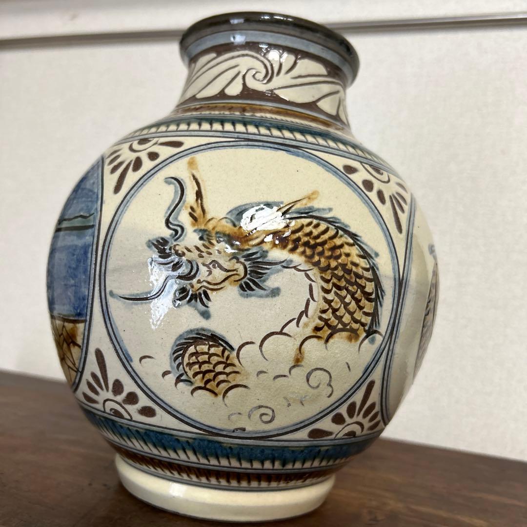 古伊万里 色絵 牡丹に菊 十字四方襷紋に雪輪 八角鉢 C017AS-fbvg 古