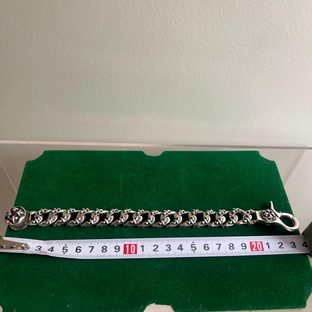 A&G ルビー クロス フレア ファンシー チェーン ブレスレット シルバー