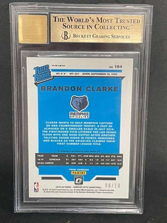 Panini Brandon Clarke RC Gold auto/10 鑑定