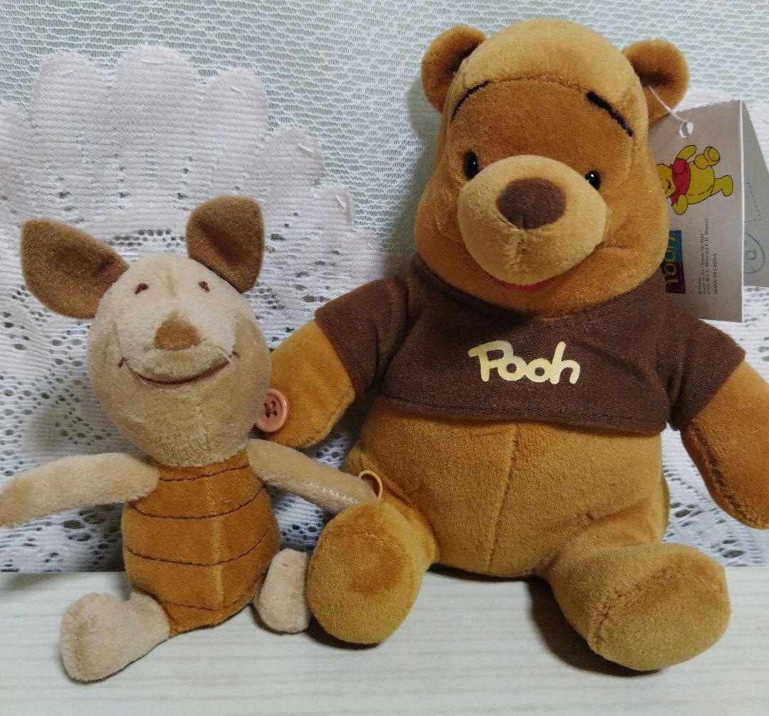 レア Disney 茶色 のくまのプーさん 抱きつき ピグレット ぬいぐるみ