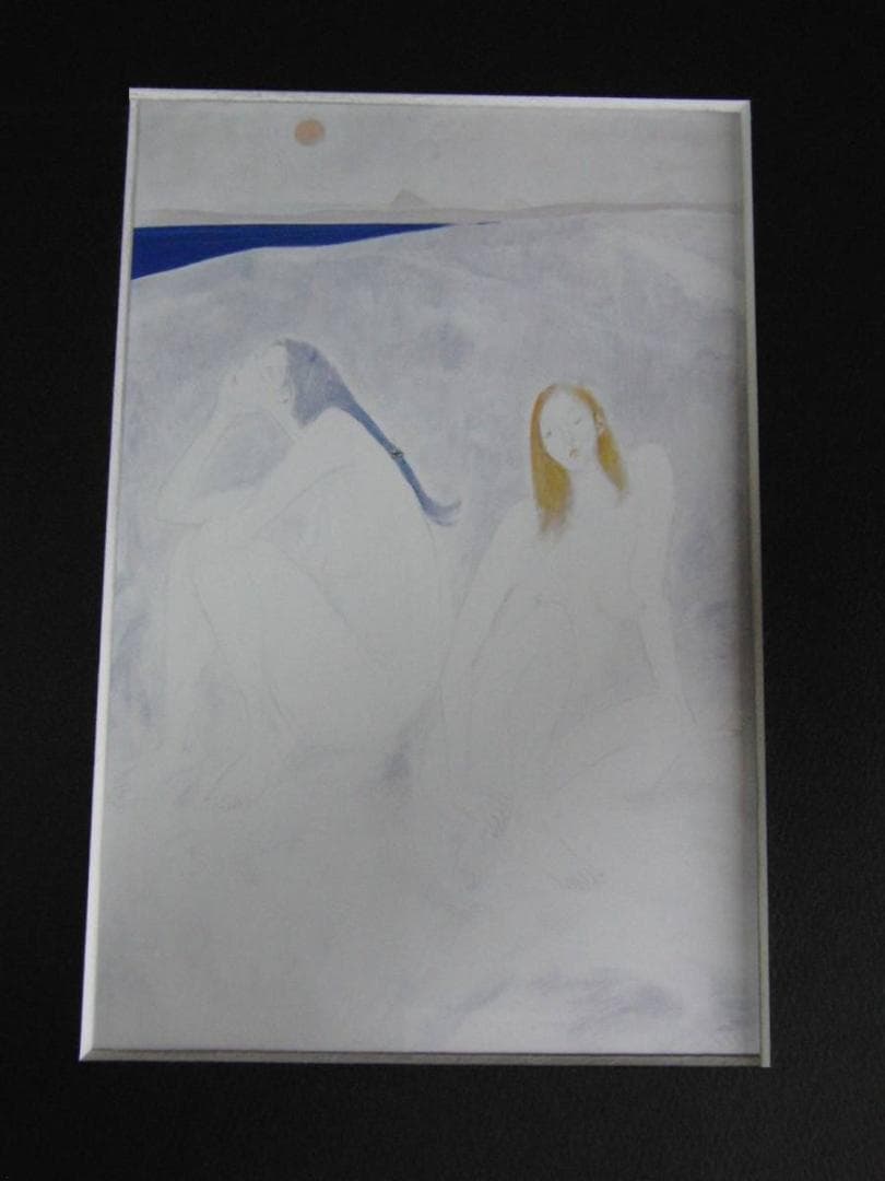 矢島俊一、【千、お梶】、希少な額装用画集より、新品額装付、状態良好