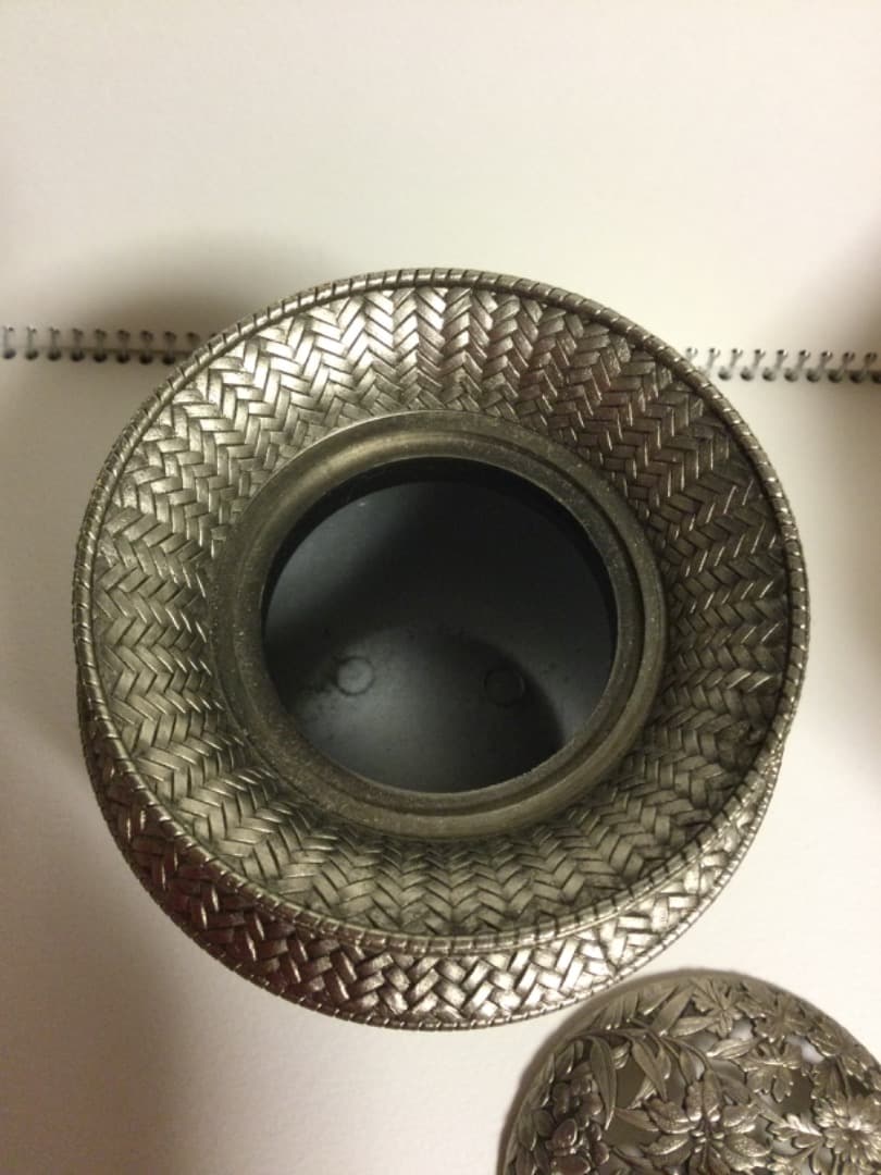 錫栄 香炉 白銅 錫製 七葉