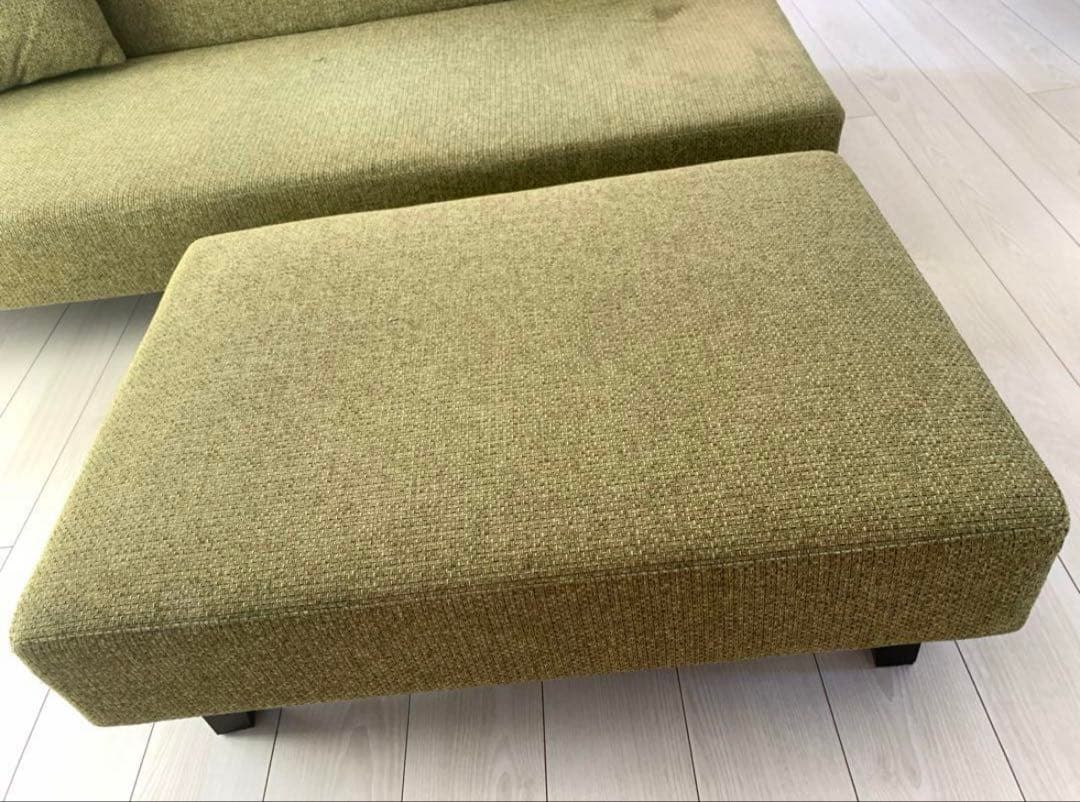 年末セール中‼️FLANNEL オットマン、クッション　グリーン（※ソファ別売り）