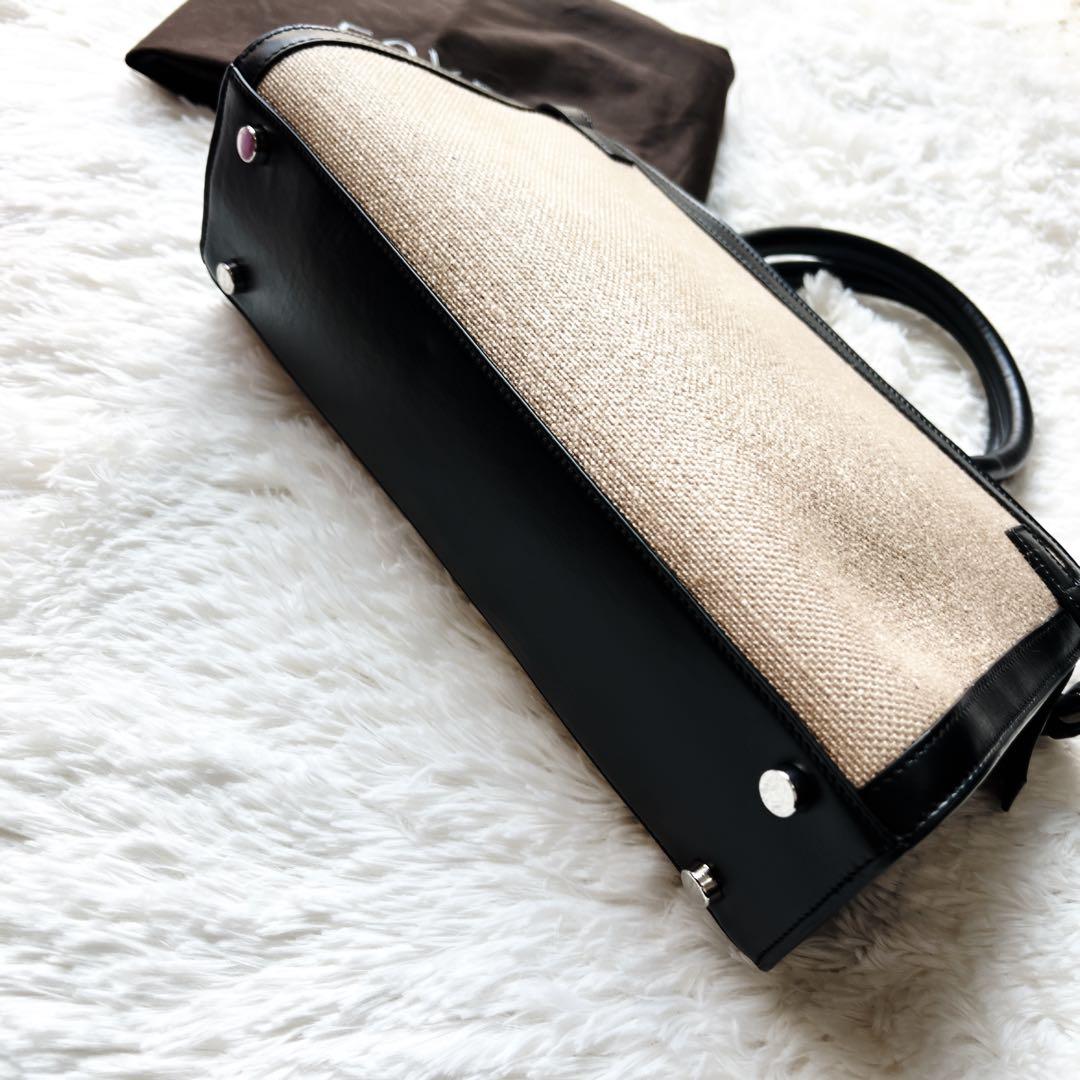 極美品　foxyフォクシー　キャンバス　レザー　本革　ショルダー　バッグ