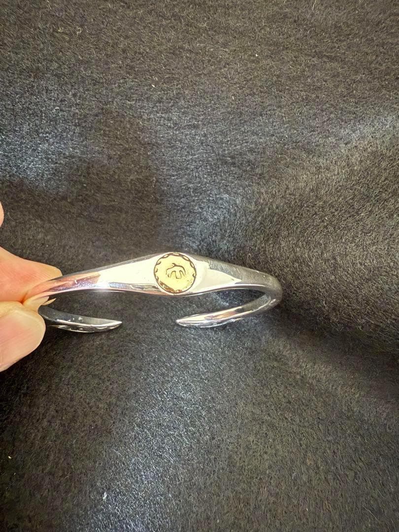 3*8様 シルバー925 イーグル顔 バングル ブレスレット 金メタル付き