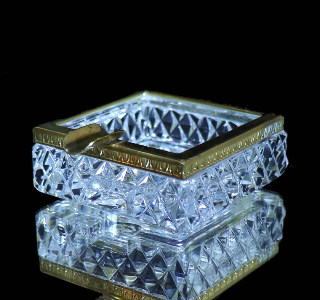 オールド・バカラ 極稀少 ブロンズ装飾 スクエア型 灰皿 ディアマン