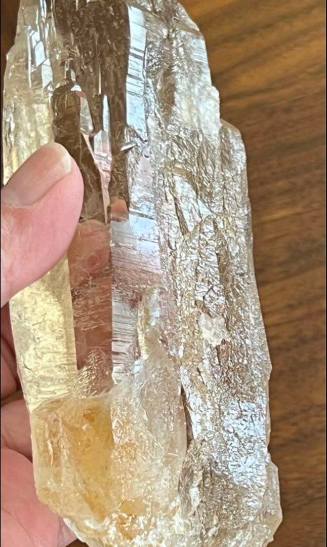 希少】天然非加熱 シトリン カテドラル原石 555g 高透明 単結晶 黄水晶