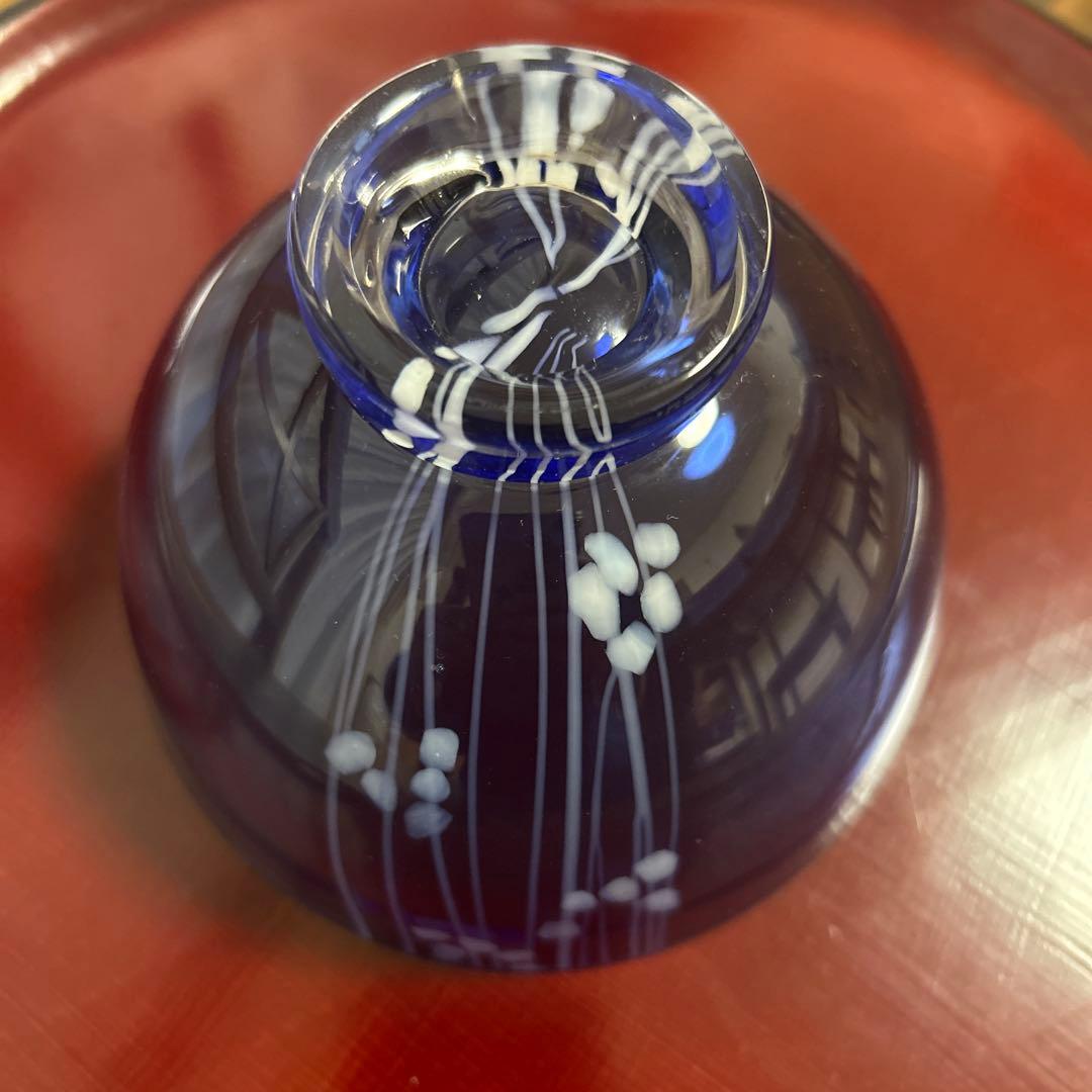 作家　ガラス作家　堀口幸子　瑠璃茶碗　瑠璃草花文玻璃茶碗　茶道