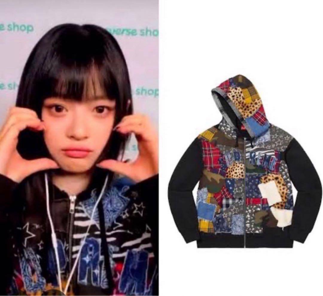 NewJeansハニ着用　Supreme Patchwork hooded M