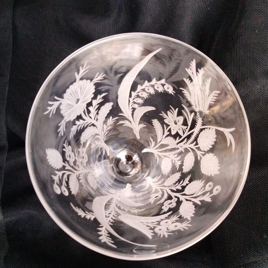 美品、まとめ買い歓迎、サンドブラストのフラワーモチーフのグラス