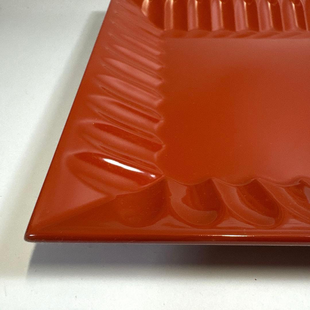 茶道具　輪島塗　古代朱　四方盆　菓子器　塩特屋謹製