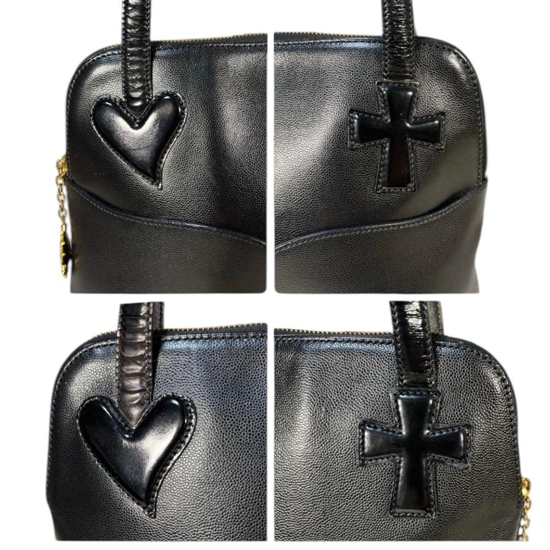 美品　希少　クリスチャンラクロワ　❤︎ハート&➕クロス　シボ革　ショルダーバッグ