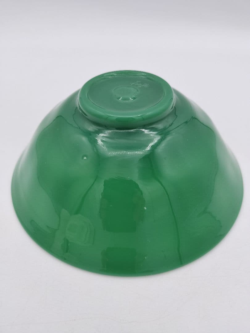 a992 【未使用】ガラス茶碗 『翠玉』耐熱 新倉晴比古 茶道具 硝子 義山