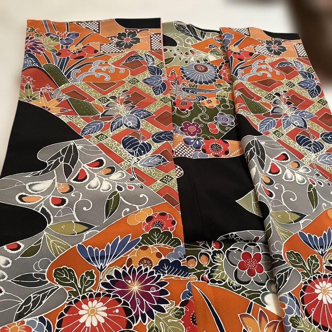 黒地　正絹紅型　振袖 楽天市場】【成人式 振袖 レンタル】RS1359 正絹 黒 豪華金彩 牡丹桜