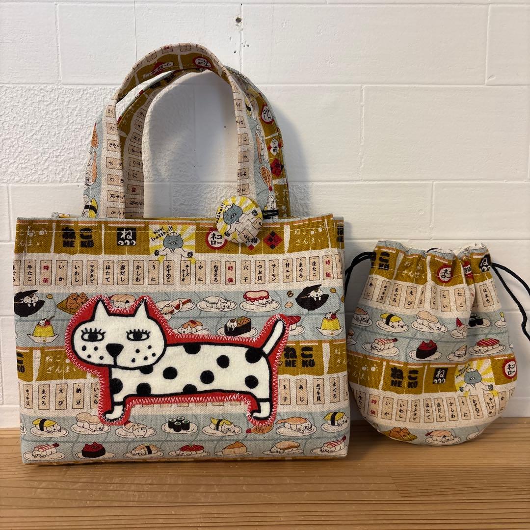 感謝価格　巾着　猫柄　ハンドメイド　小物入れ　おやつ入れ