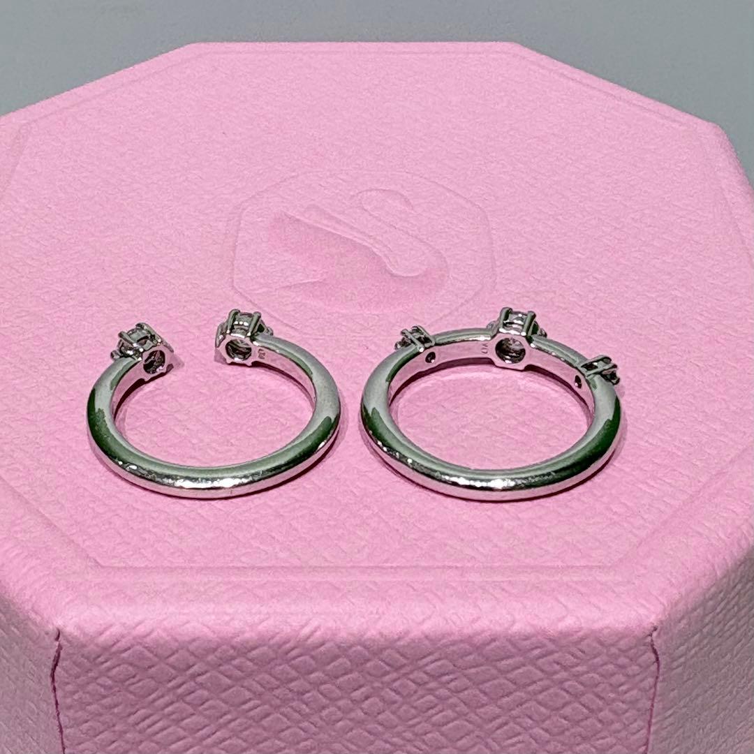 スワロフスキー 2連 リング 11号 Constella コンステラ シルバー