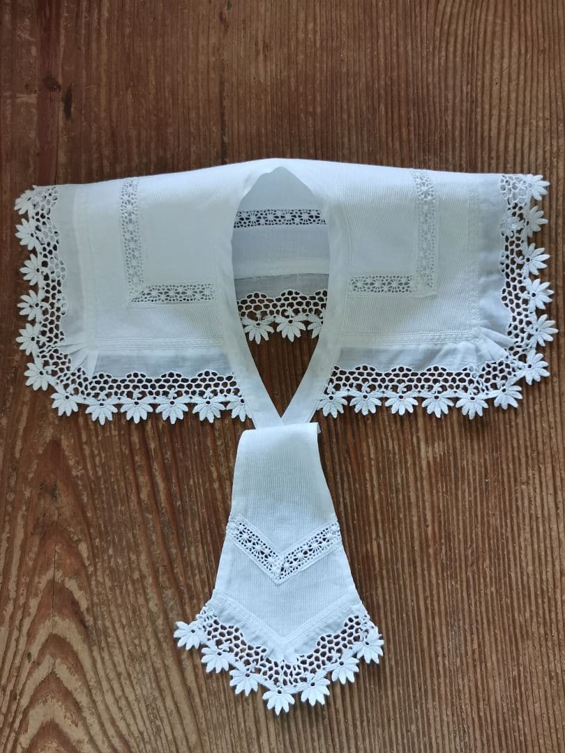 アンティークフランス 花のギュピールレース 付け襟 ＆ジャボ お揃い2