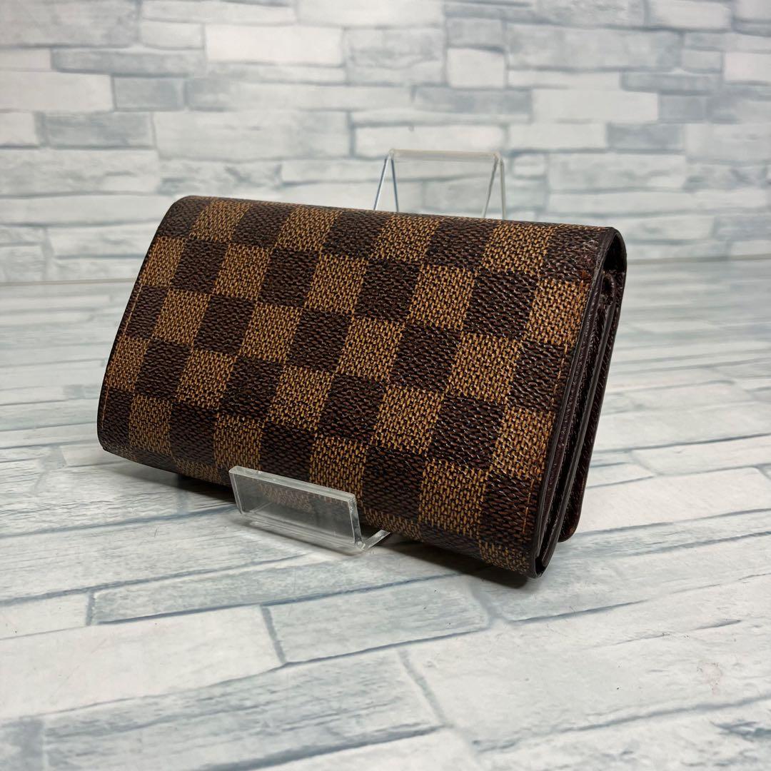 極美品 55 LOUIS VUITTON ルイヴィトン ダミエ 二つ折り財布 レディース