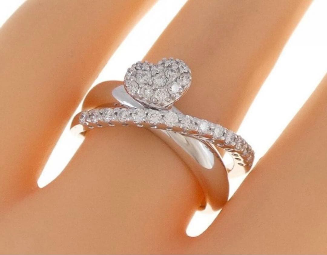 K18 WG ポンテヴェキオ ハートダイヤリング PonteVecchio 9号