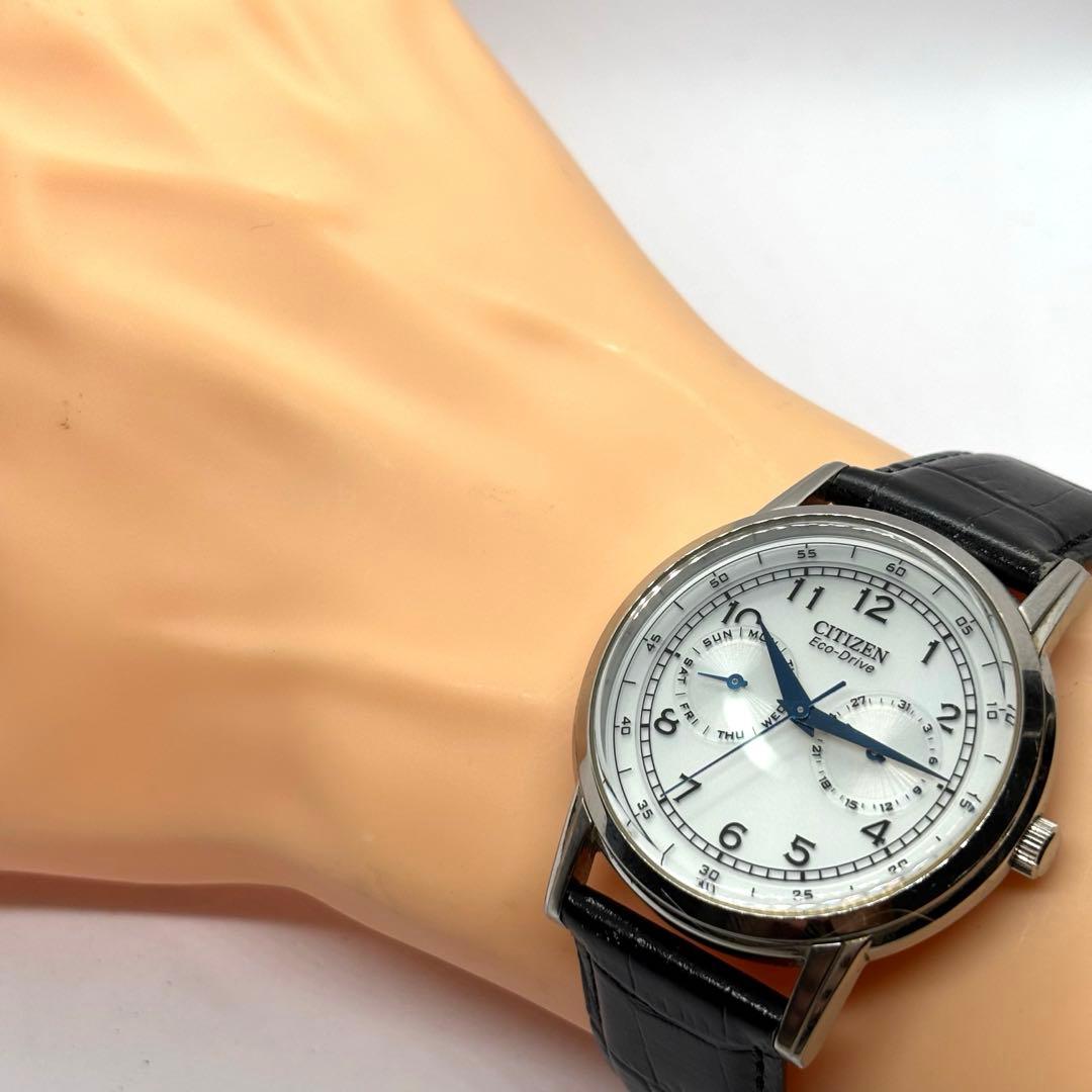 【稼動/美品】シチズン メンズ エコ・ドライブ ウォッチ 腕時計 レザー