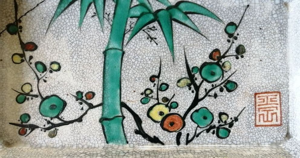 色絵角皿+猪口5客