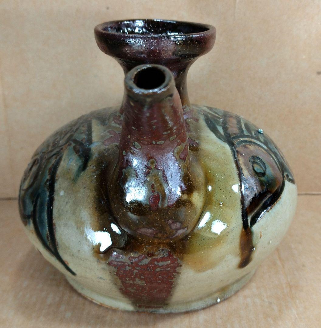 【本物保証】金城次郎 壷屋焼 カラカラ(笑う魚,魚文) 共箱 栞 人間国宝 美品