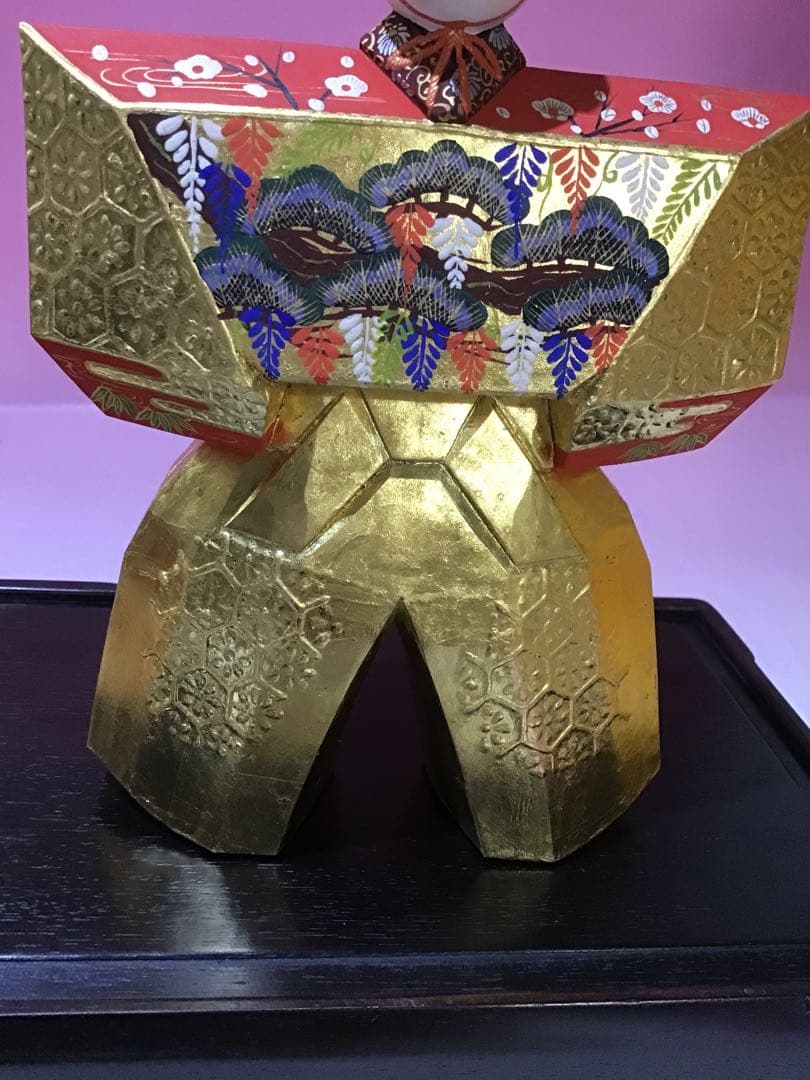 12398 奈良 一刀彫 雛人形 立雛 南部 山脇利精 金彩 木彫 美品