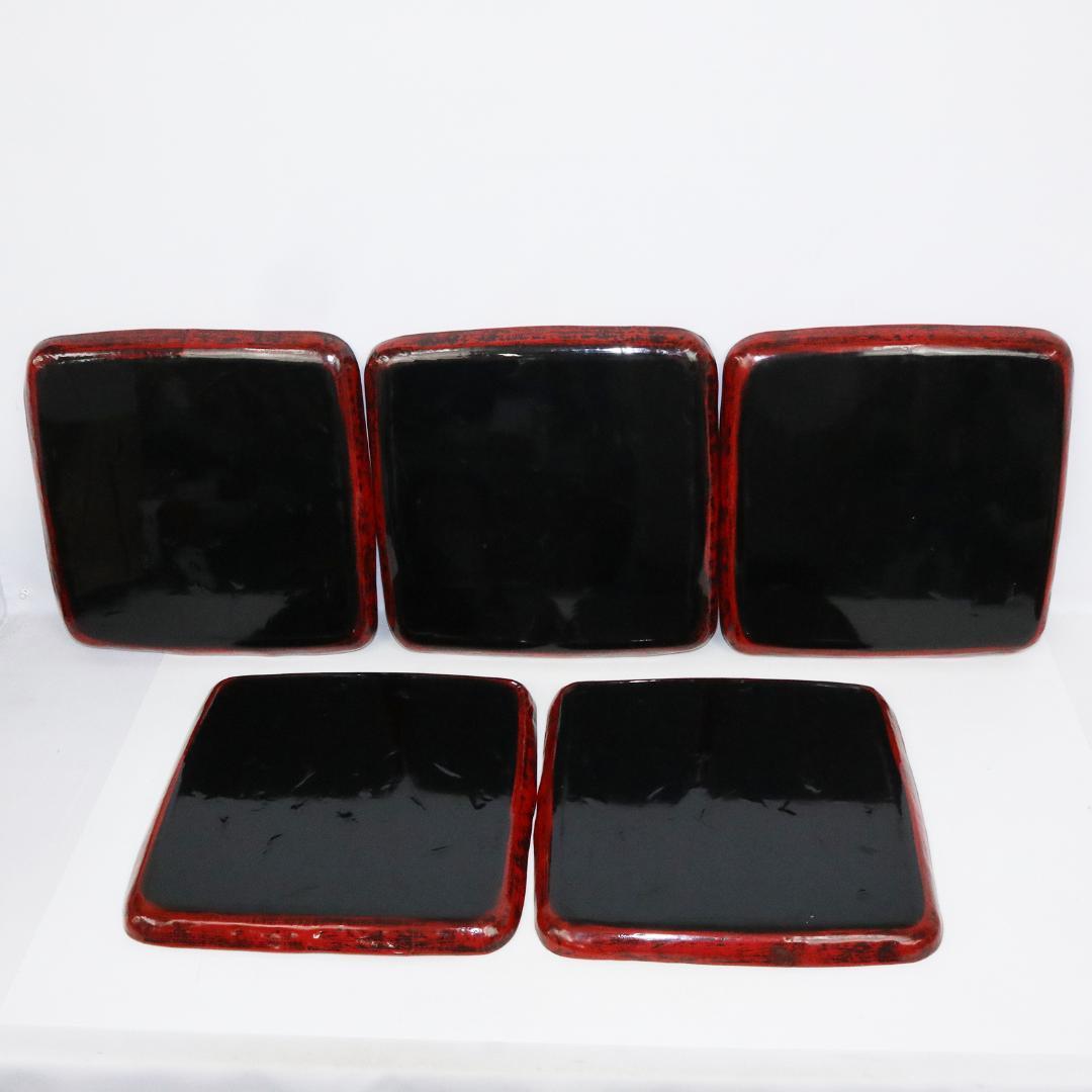 角盆　5客　漆　会席　箱付き木製　蒔絵 折り鶴