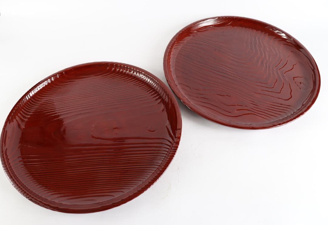 茶道具 平安吉象堂 杉木目 会席盆 丸盆 八枚 共箱