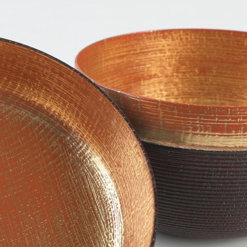 茶道具 京漆匠 平安象彦造 渦塗糸目 花蒔絵 平棗 共箱