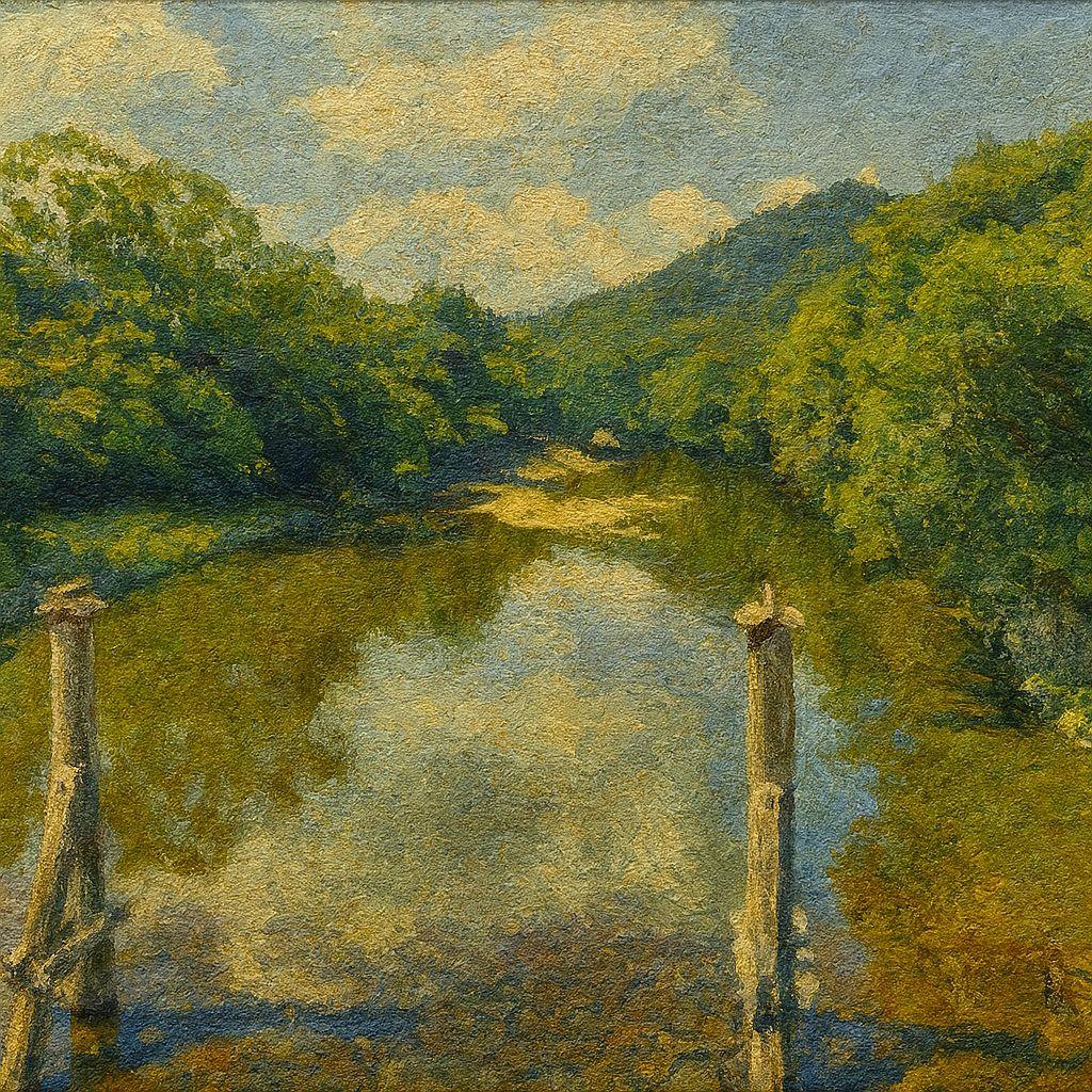 風景画 油彩画 緑と黄色のトーン27✖️24