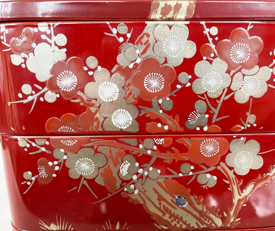 重箱 おせち 朱塗松竹梅蒔絵螺鈿入内黒 6.5寸 19.5cm 正月 弁当箱