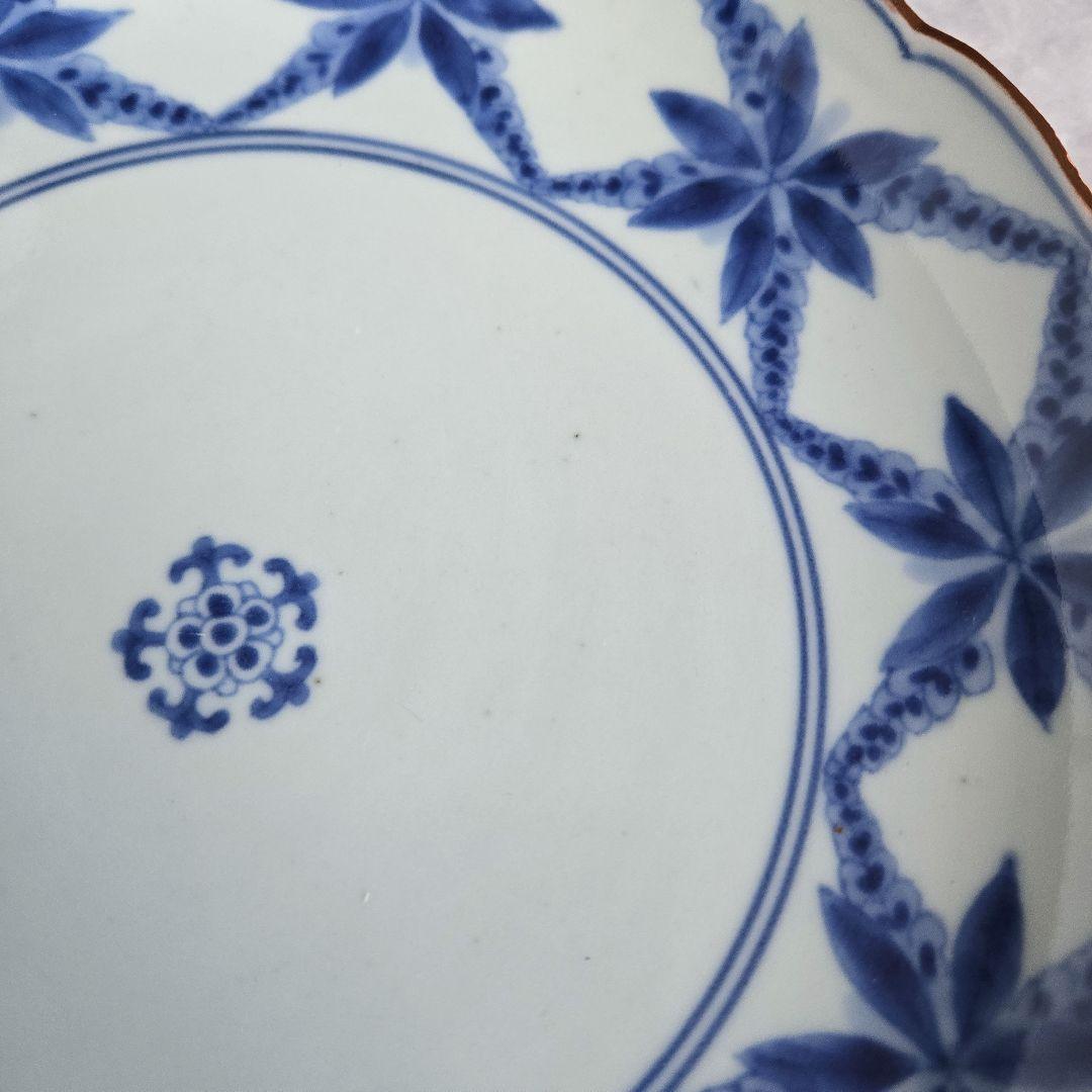 古伊万里 染付 七寸皿 藤 江戸時代 金直し 骨董 金継ぎ アンティーク